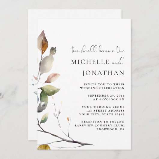 Herbstlaub zwei werden zu einer Christlichen Bibel Einladung (Vorne/Hinten)