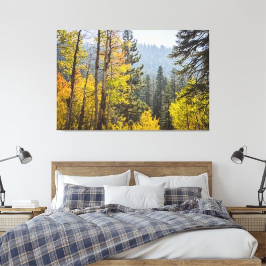 Herbstlaube am Lake Tahoe Stretched Canvas Print Leinwanddruck (Insitu (Schlafzimmer))