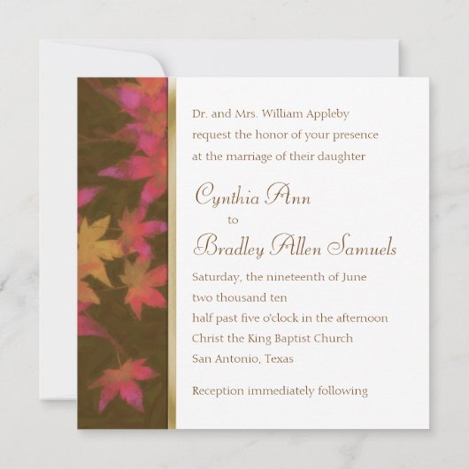 Herbstlaube auf dem Einladungsplatz Einladung (Rückseite)