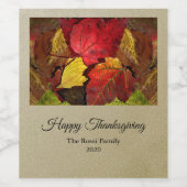 Herbstlaube auf Gold mit schwarzem Text Weinetikett (Einzelnes Label)