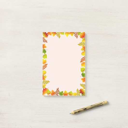 Herbstlaube auf hellbeigen Dingen zu tun Post-it Klebezettel (Auf Schreibtisch)