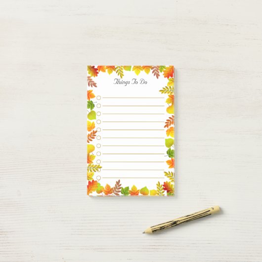 Herbstlaube auf weißen Sachen zu tun Linde Post-it Klebezettel (Auf Schreibtisch)