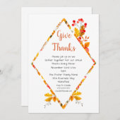 Herbstlaube & Berries Danke für das Abendessen Einladung (Vorne/Hinten)