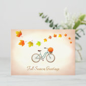 Herbstlaube & Bike mit Pumpkin Grüße Karte (Stehend Vorderseite)