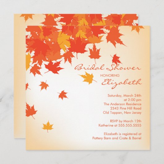 Herbstlaube Bridal Dusche Einladung (Vorne/Hinten)