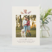 Herbstlaube einfache ein Foto elegante Herbstpflau Save The Date (Stehend Vorderseite)