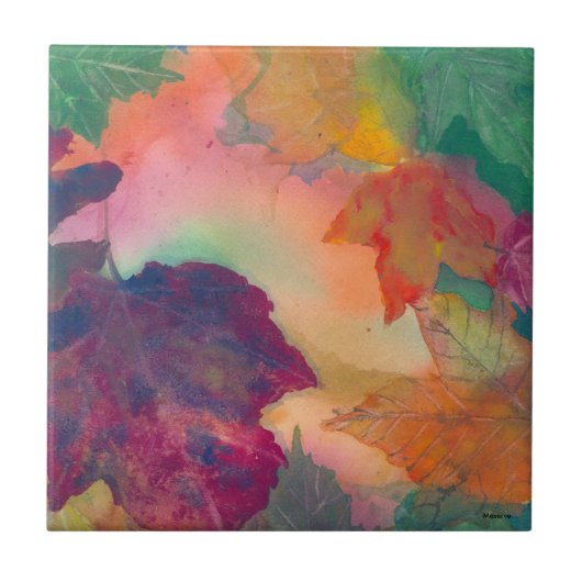 Herbstlaube entlang der Küste in Neuengland Fliese (Vorderseite)