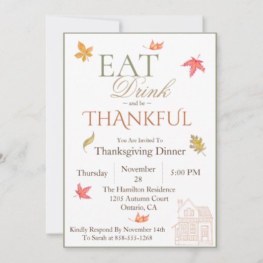 Herbstlaube Erntedank Abendessen Einladung (Vorderseite)