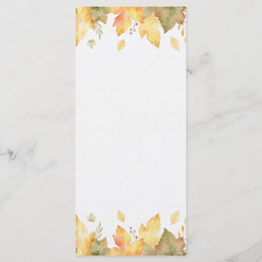 Herbstlaube für den Herbst in Aquarellen Menü 1 | Menükarte (Rückseite)