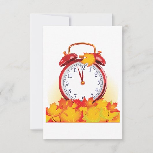 Herbstlaube für den Herbstwechsel und Retro-Uhr Einladung (Vorderseite)