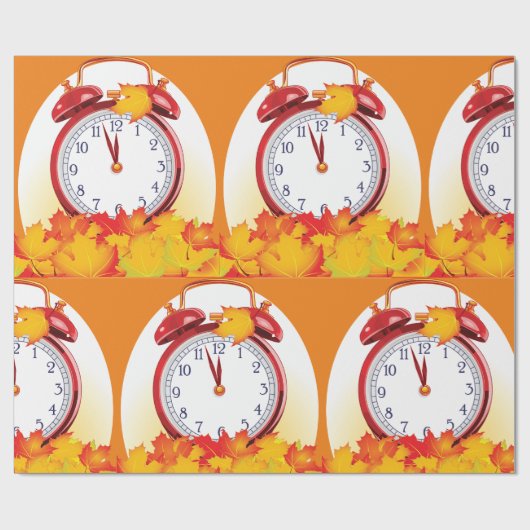 Herbstlaube für den Herbstwechsel und Retro-Uhr Geschenkpapier (Flach)
