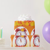 Herbstlaube für den Herbstwechsel und Retro-Uhr Geschenkpapier