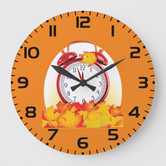 Herbstlaube für den Herbstwechsel und Retro-Uhr Große Wanduhr (Vorderseite)