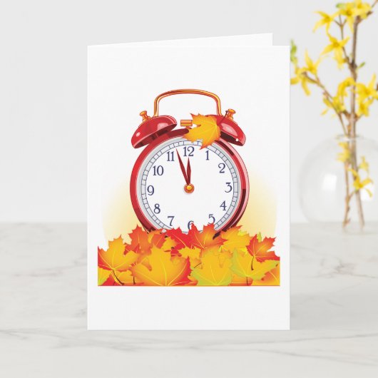 Herbstlaube für den Herbstwechsel und Retro-Uhr Karte (Gelbe Blume)