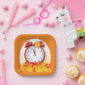 Herbstlaube für den Herbstwechsel und Retro-Uhr Pappteller (Party)