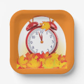 Herbstlaube für den Herbstwechsel und Retro-Uhr Pappteller (Vorderseite)