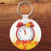 Herbstlaube für den Herbstwechsel und Retro-Uhr Schlüsselanhänger (Vorderseite)