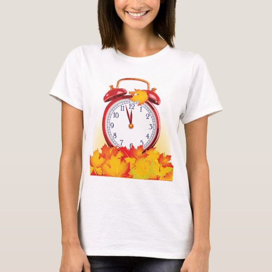 Herbstlaube für den Herbstwechsel und Retro-Uhr T-Shirt (Vorderseite)