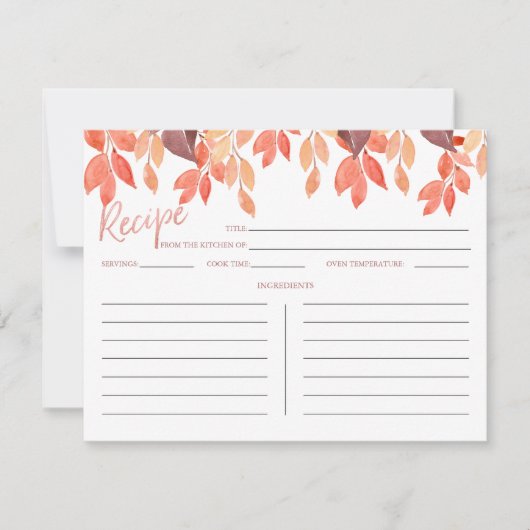 Herbstlaube für Herbst Wasserfarbe Rezept Karte (Vorderseite)