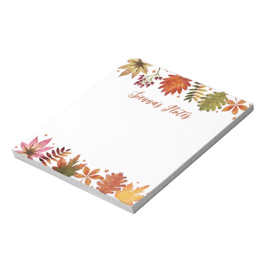 Herbstlaube für Wasserfarben im Herbst Rustikaler  Notizblock (Rotiert)