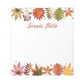 Herbstlaube für Wasserfarben im Herbst Rustikaler  Notizblock (Vorderseite)