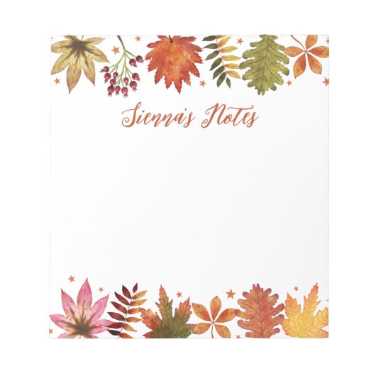 Herbstlaube für Wasserfarben im Herbst Rustikaler  Notizblock (Vorderseite)