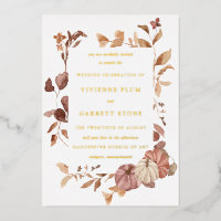Herbstlaube Gold Foil Hochzeit Einladung Postkarte