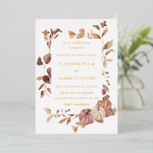 Herbstlaube Gold Foil Hochzeit Einladung Postkarte (Stehend vorne)