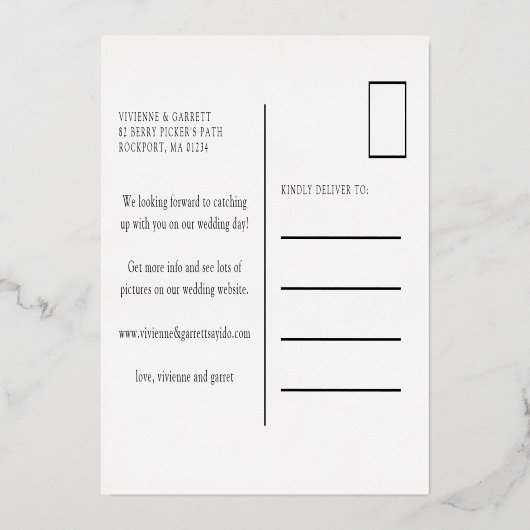 Herbstlaube Gold Foil Hochzeit Einladung Postkarte (Rückseite)