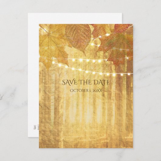 Herbstlaube Goldener Herbst Rustikal Save the Date Ankündigungspostkarte (Vorne/Hinten)