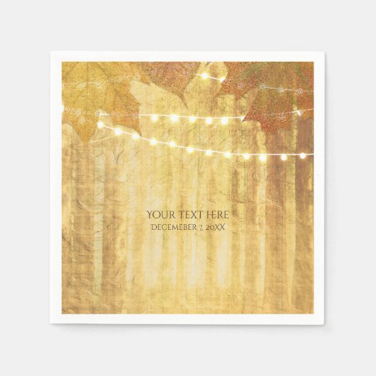 Herbstlaube Goldener Herbst Rustikales Holz Serviette (Vorderseite)