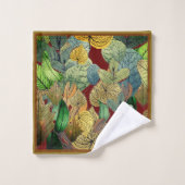 Herbstlaube grün, braun, rost, roter Rost Badhandtuch Set (Waschlappen)