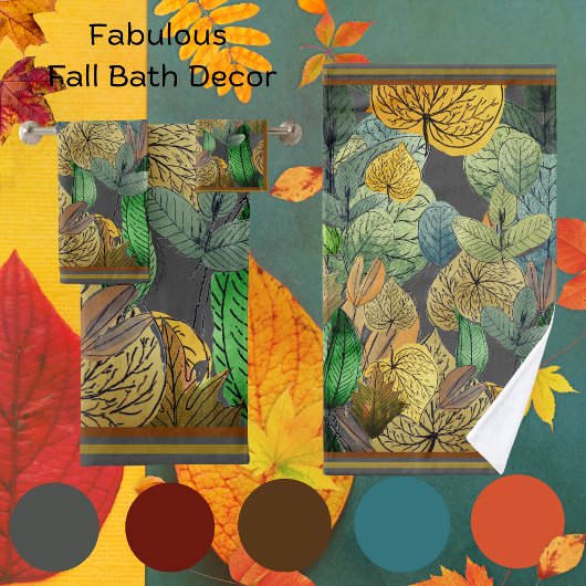 Herbstlaube grün, braun, rost, süß grau badhandtuch set