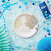 Herbstlaube Hochzeit in Weiß und Gold Pappteller (Party)