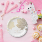 Herbstlaube Hochzeit in Weiß und Gold Pappteller (Party)