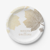 Herbstlaube Hochzeit in Weiß und Gold Pappteller (Vorderseite)