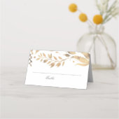 Herbstlaube Hochzeit in Weiß und Gold Platzkarte (Vorderseite)