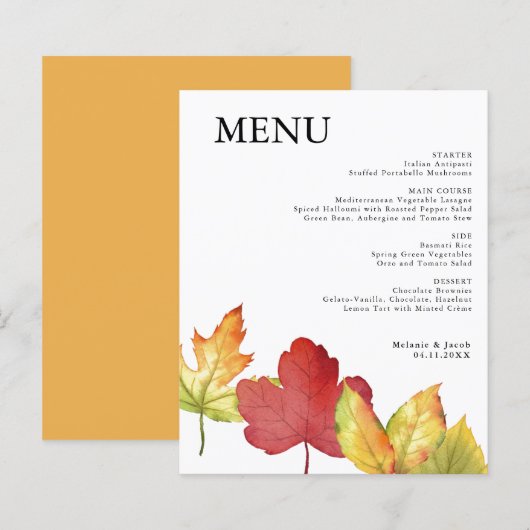 Herbstlaube Hochzeitsmenü (Vorne/Hinten)