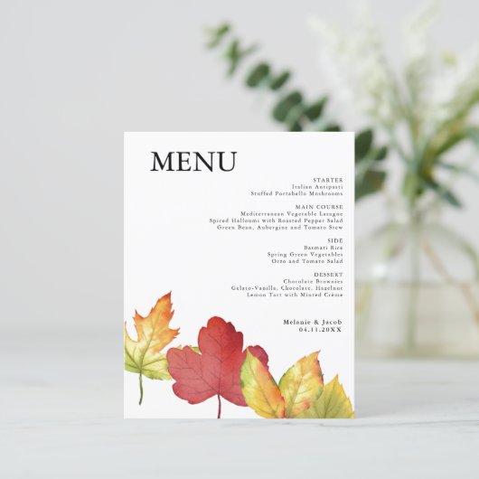 Herbstlaube Hochzeitsmenü (Stehend Vorderseite)