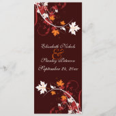 Herbstlaube Hochzeitsprogramm in orangefarbenem We Programm (Vorderseite)