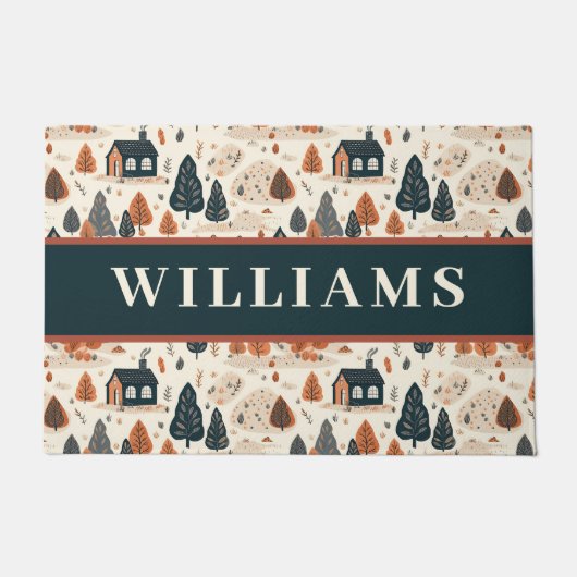 Herbstlaube im Bauernhof Familienname Fußmatte (Vorderseite)