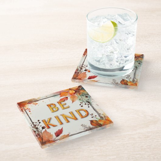 Herbstlaube im Herbst in Aquarellfarben sind nett Glasuntersetzer (Schrägansicht)