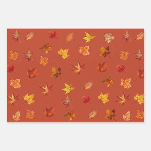 Herbstlaube im Herbst Muster mit 3 farbigem Hinter Geschenkpapier Set (Vorderseite 3)