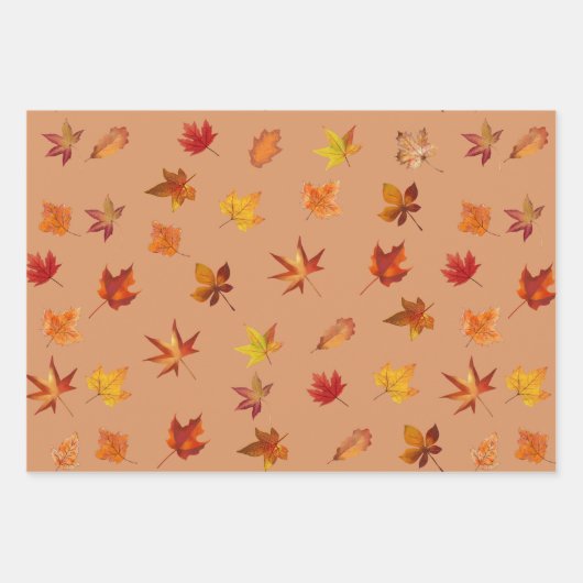 Herbstlaube im Herbst Muster mit 3 farbigem Hinter Geschenkpapier Set (Vorderseite)