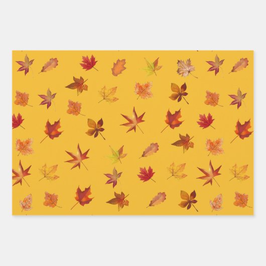 Herbstlaube im Herbst Muster mit 3 farbigem Hinter Geschenkpapier Set (Vorderseite 2)