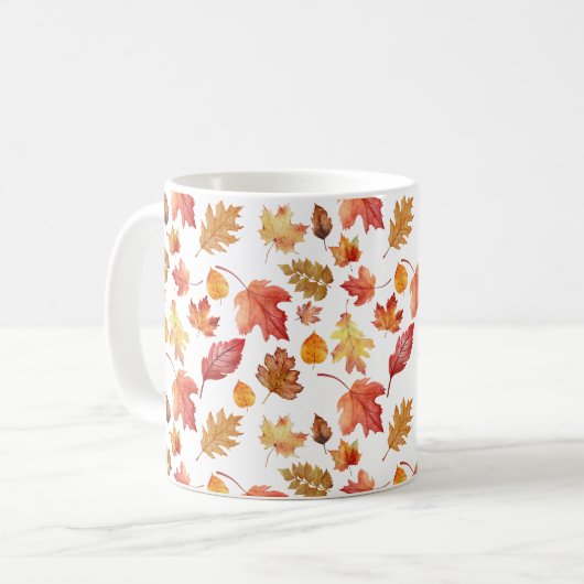 Herbstlaube im Herbst ohne Farbe - nahtloses Muste Kaffeetasse (Vorderseite Links)