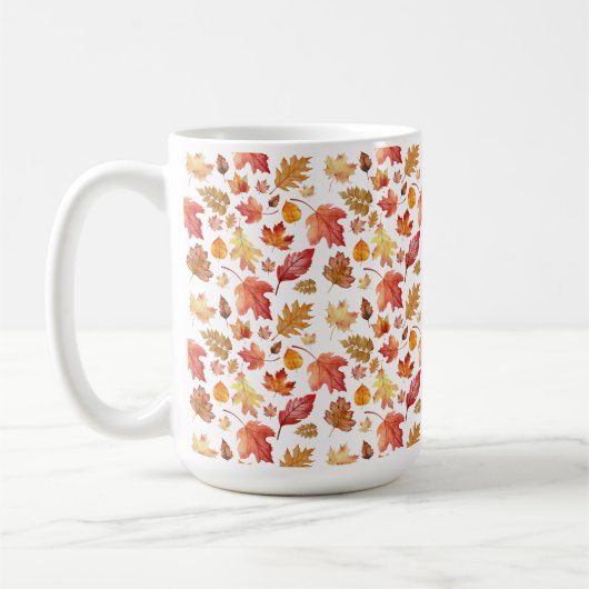 Herbstlaube im Herbst ohne Farbe - nahtloses Muste Kaffeetasse (Links)