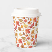 Herbstlaube im Herbst ohne Farbe - nahtloses Muste Pappbecher (Rückseite)