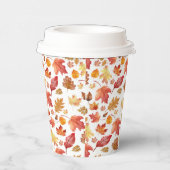 Herbstlaube im Herbst ohne Farbe - nahtloses Muste Pappbecher (Rechts)