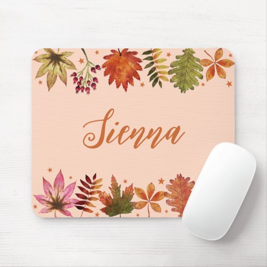 Herbstlaube im Herbst Wasserfarbe Name Mousepad (Mit Mouse)